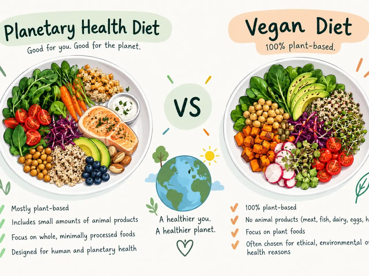 Planetary Health Diet vs. Vegan Diet: Same Direction, Different Rules