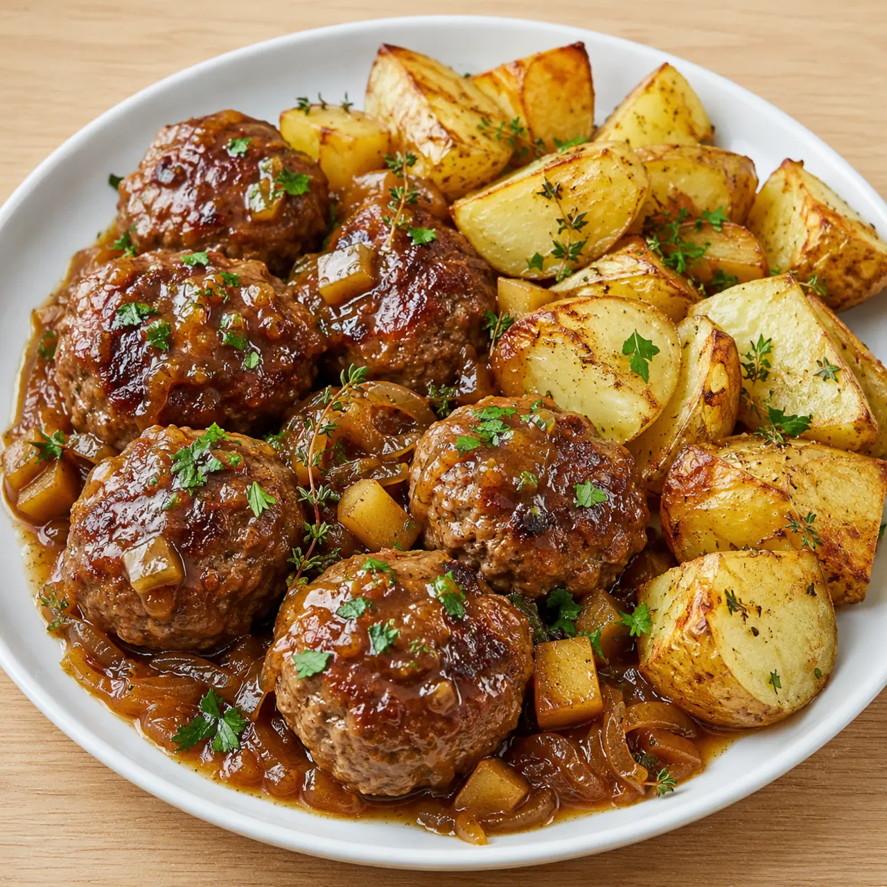 Liège-Style Meatballs with Oven-Roasted Potatoes, Because Restraint Is Not Very Belgian