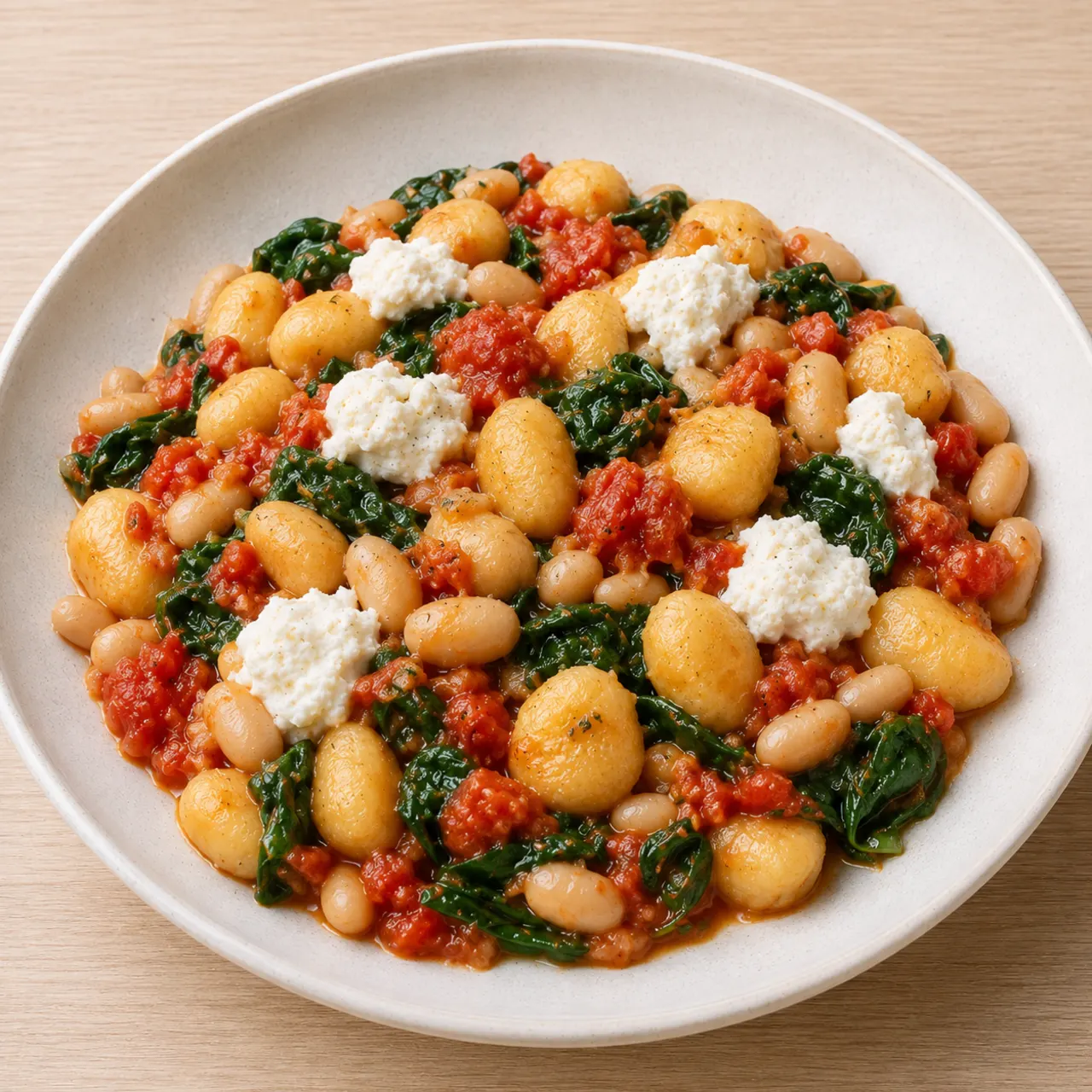 Gnocchi with Cannellini Beans, Spinach, Lemon and Ricotta