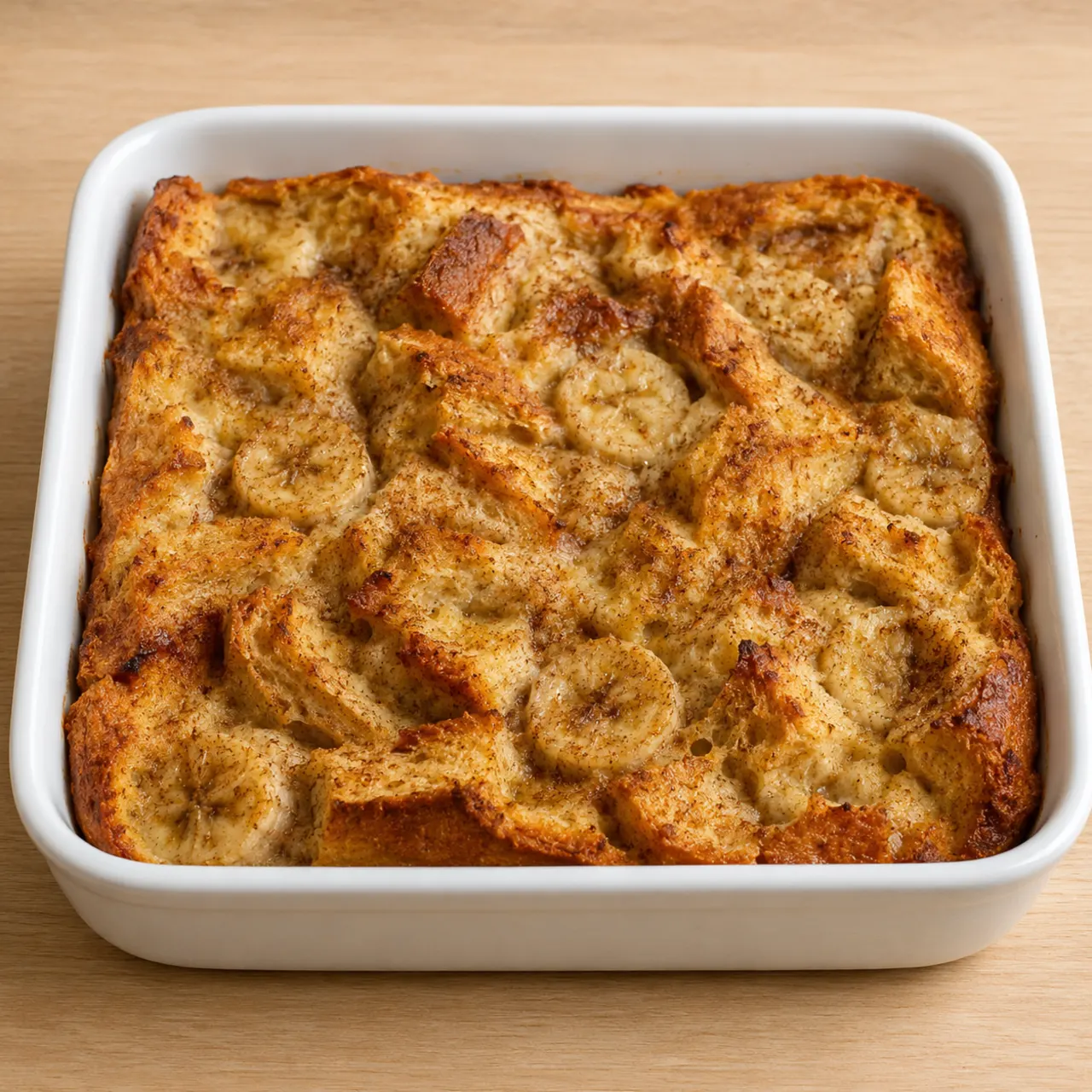 High-Protein Sourdough Bread Pudding with Banana and Cinnamon