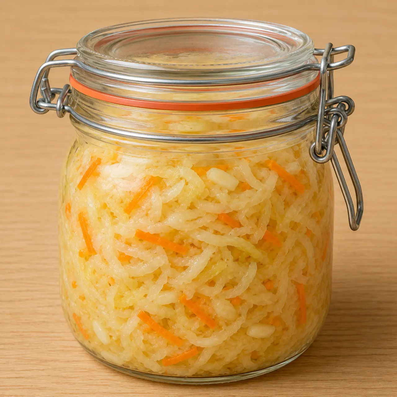 Simple Fermented Cabbage with Carrot and Garlic