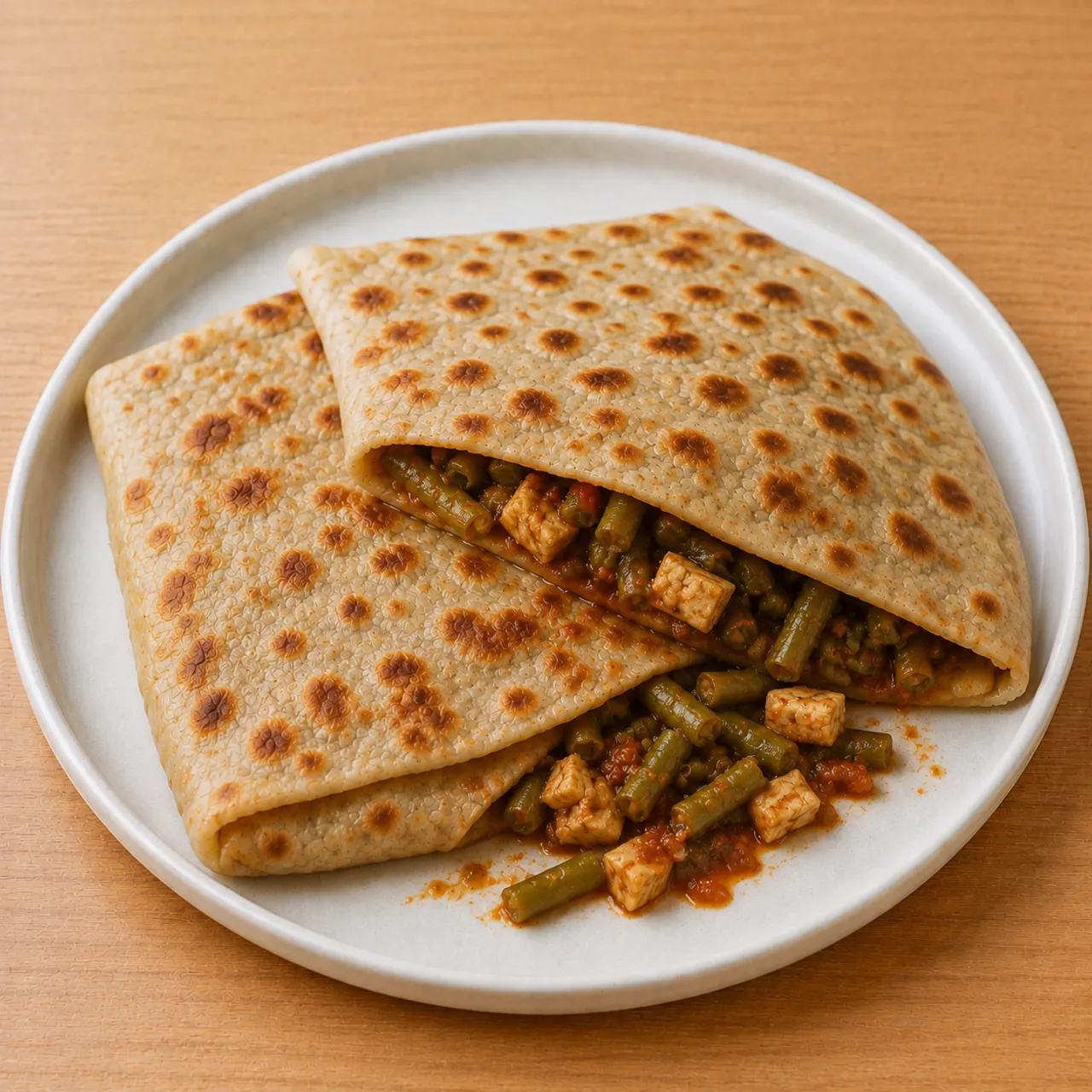 High-Protein Tofu and Green Bean Gözleme