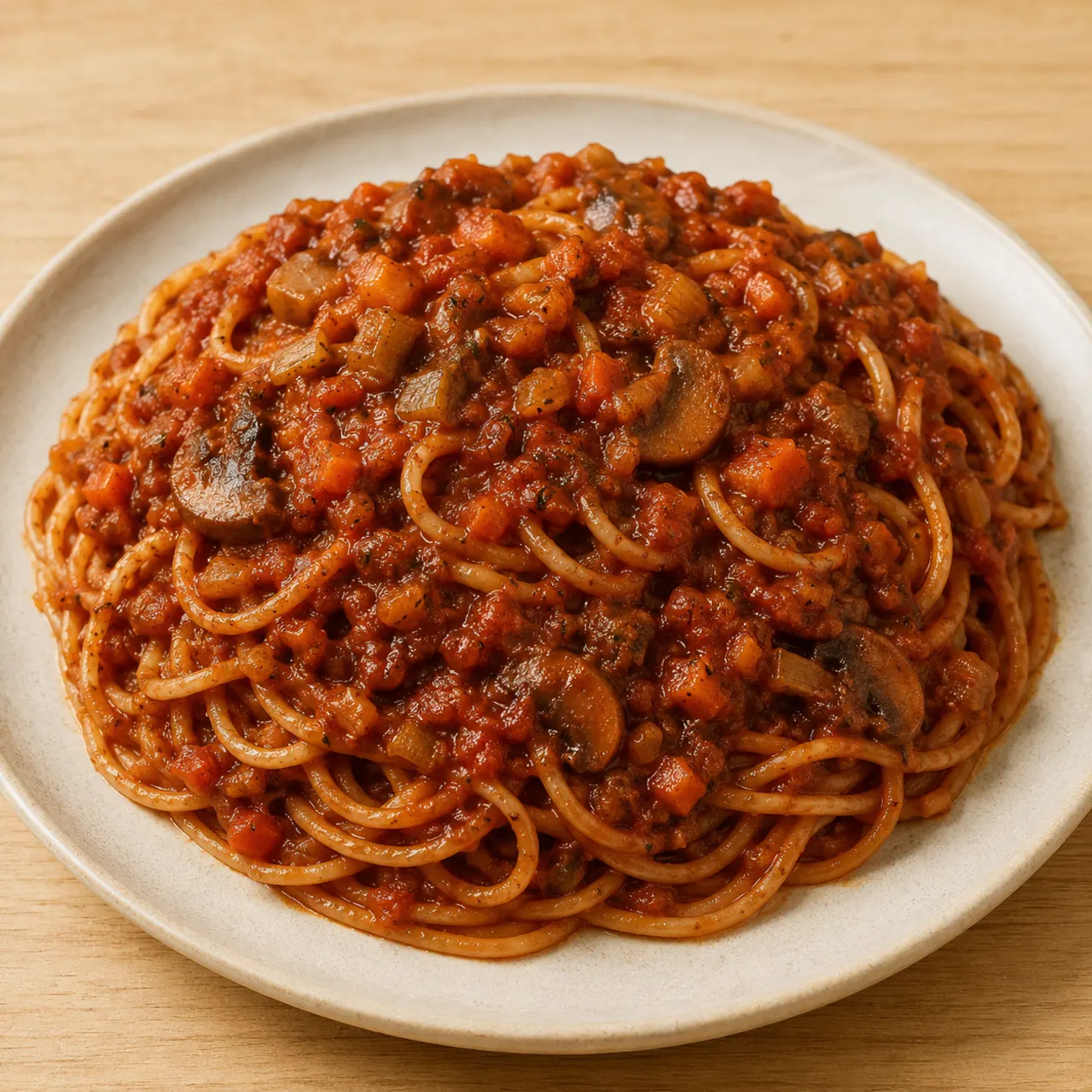 High-Protein Vegetarian Lentil Bolognese with Homemade Tomato, Carrot & Celery Sauce