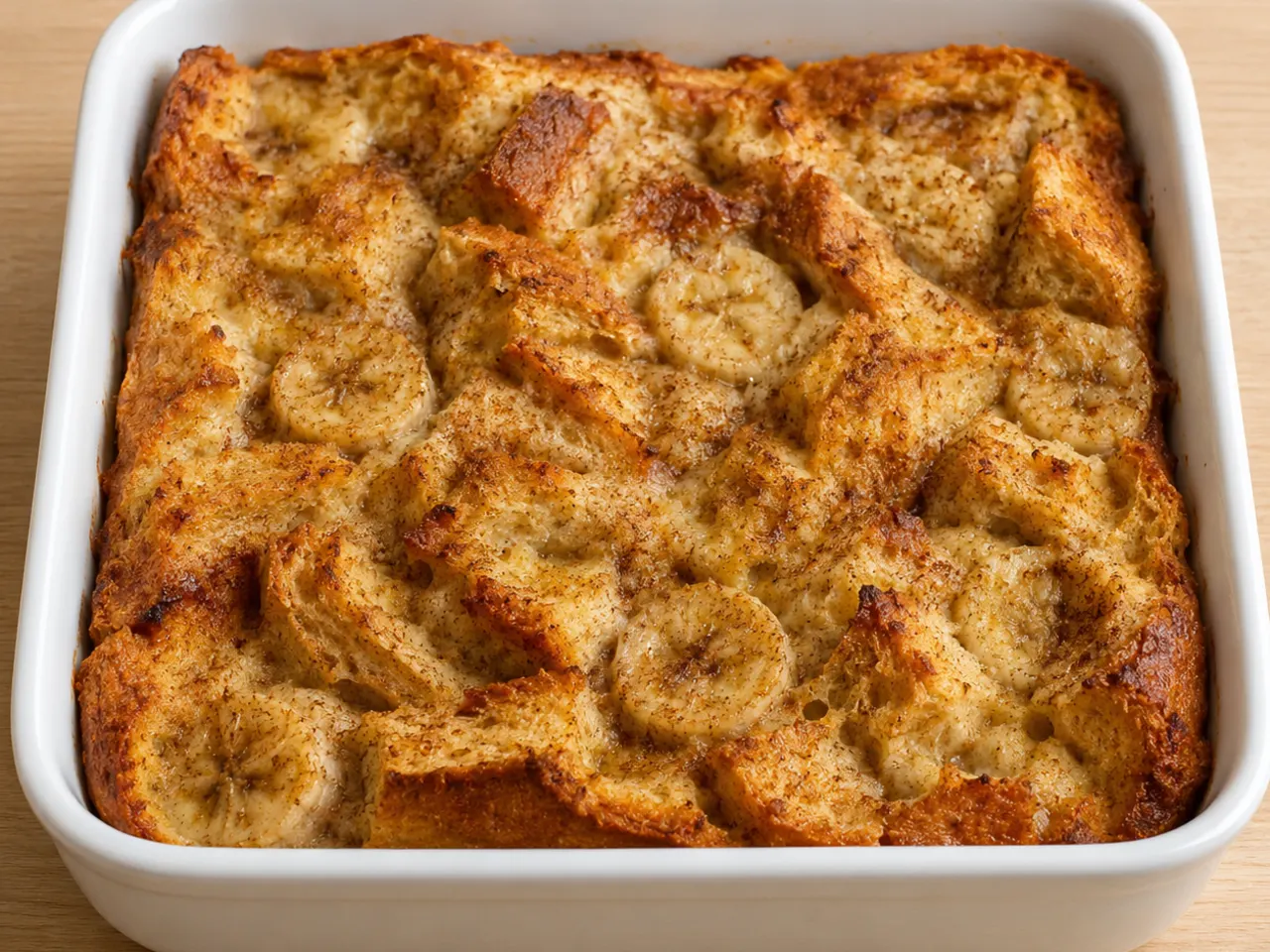 High-Protein Sourdough Bread Pudding with Banana and Cinnamon