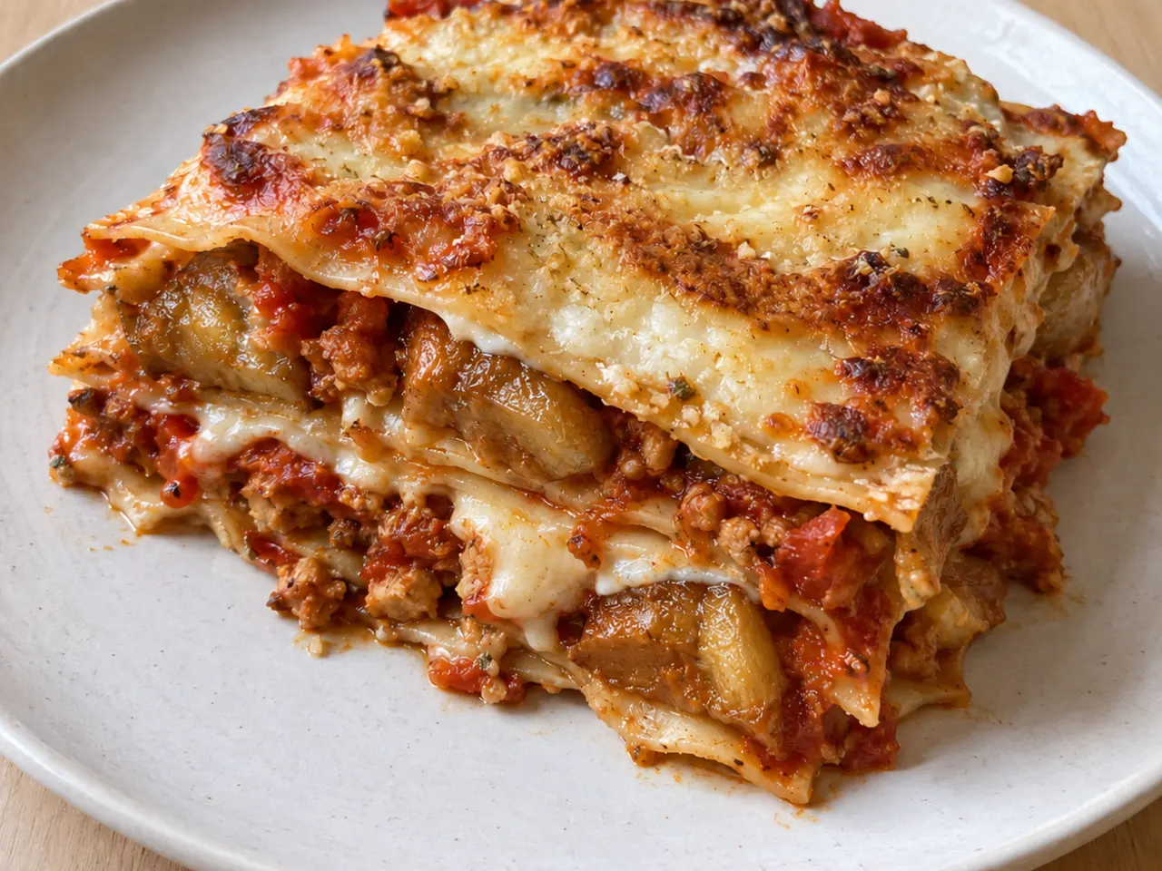 Roasted Aubergine and Seitan Lasagna with Fresh Tomato Sauce