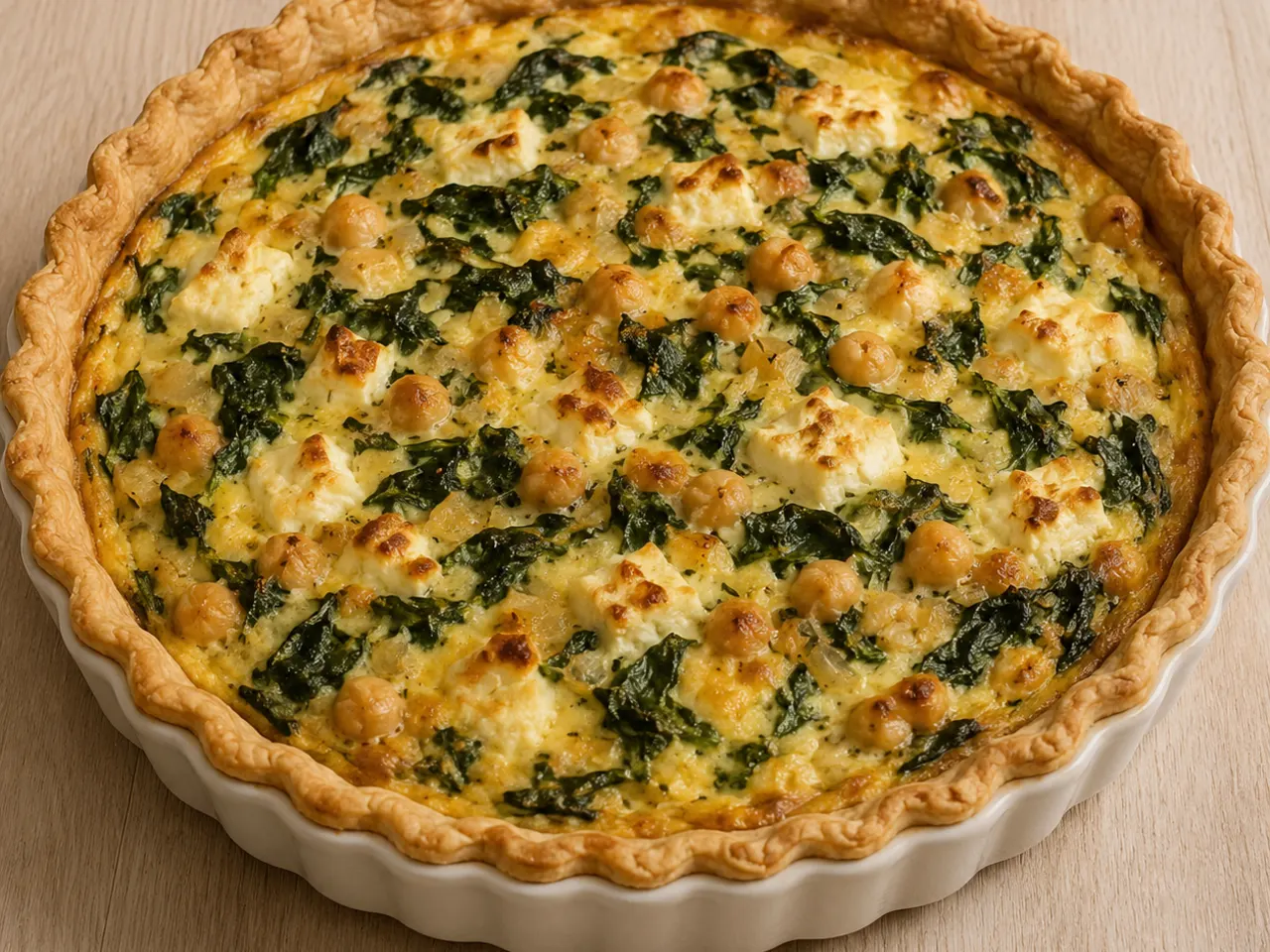 Chickpea, Spinach and Feta Quiche