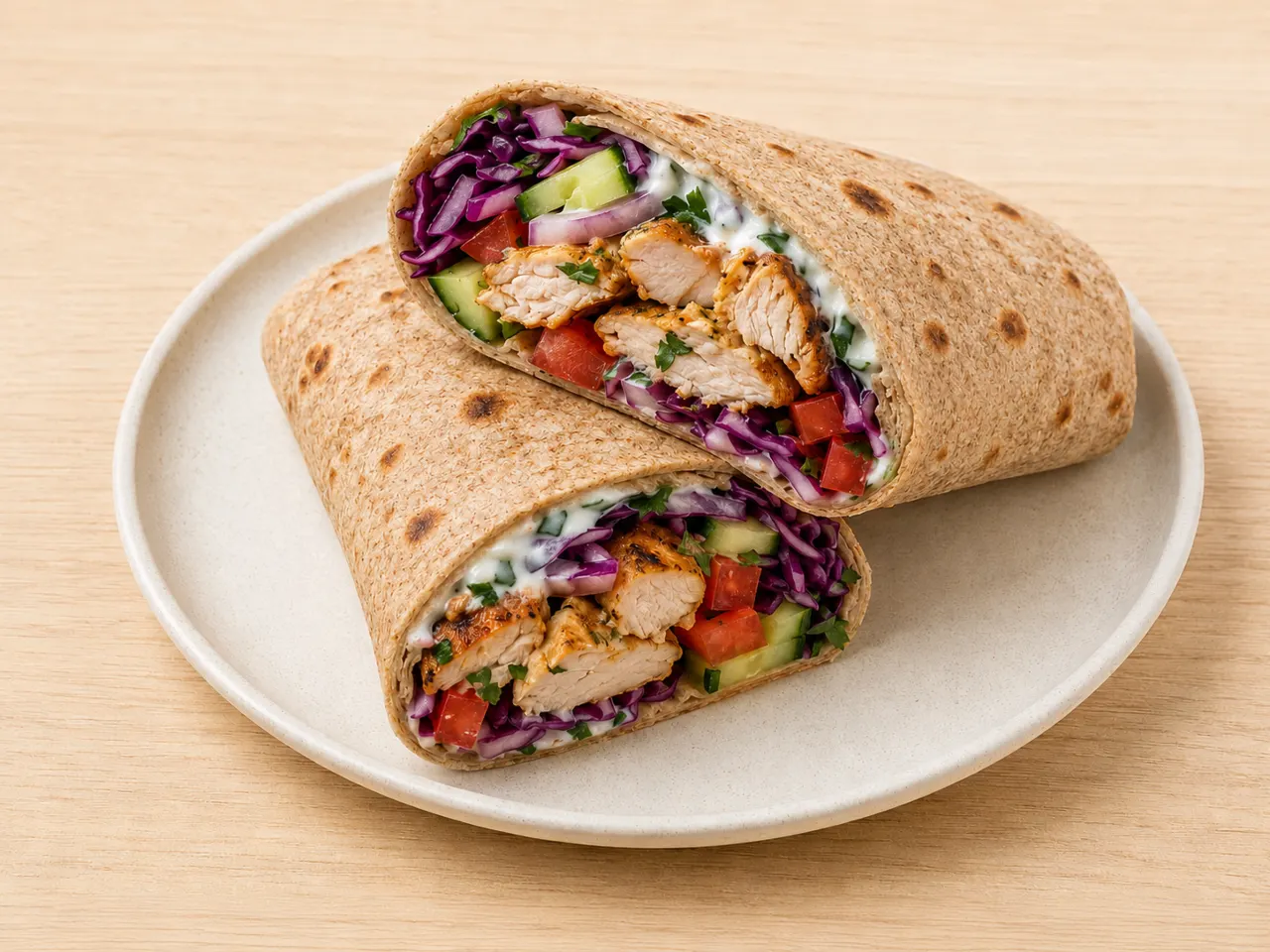 Chicken Lavash Wraps with Crunchy Vegetables