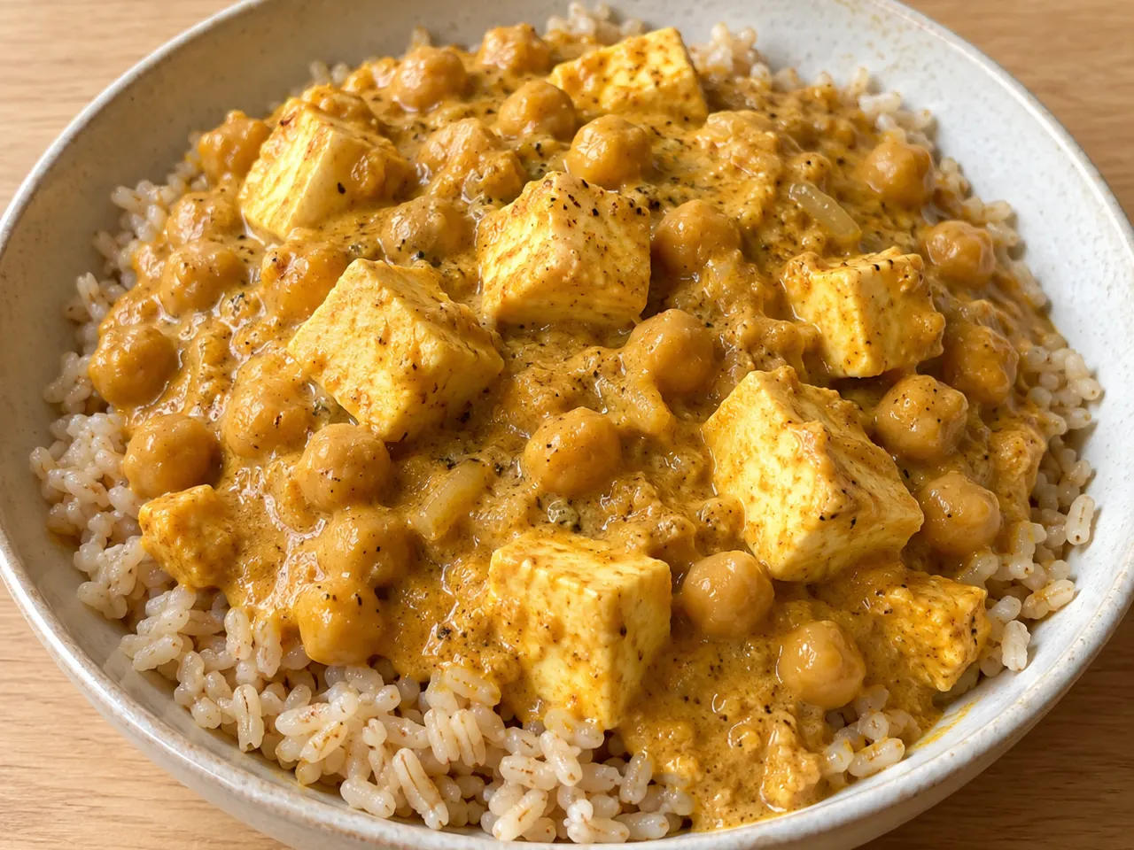 Shahi Paneer with Chickpeas and Brown Rice