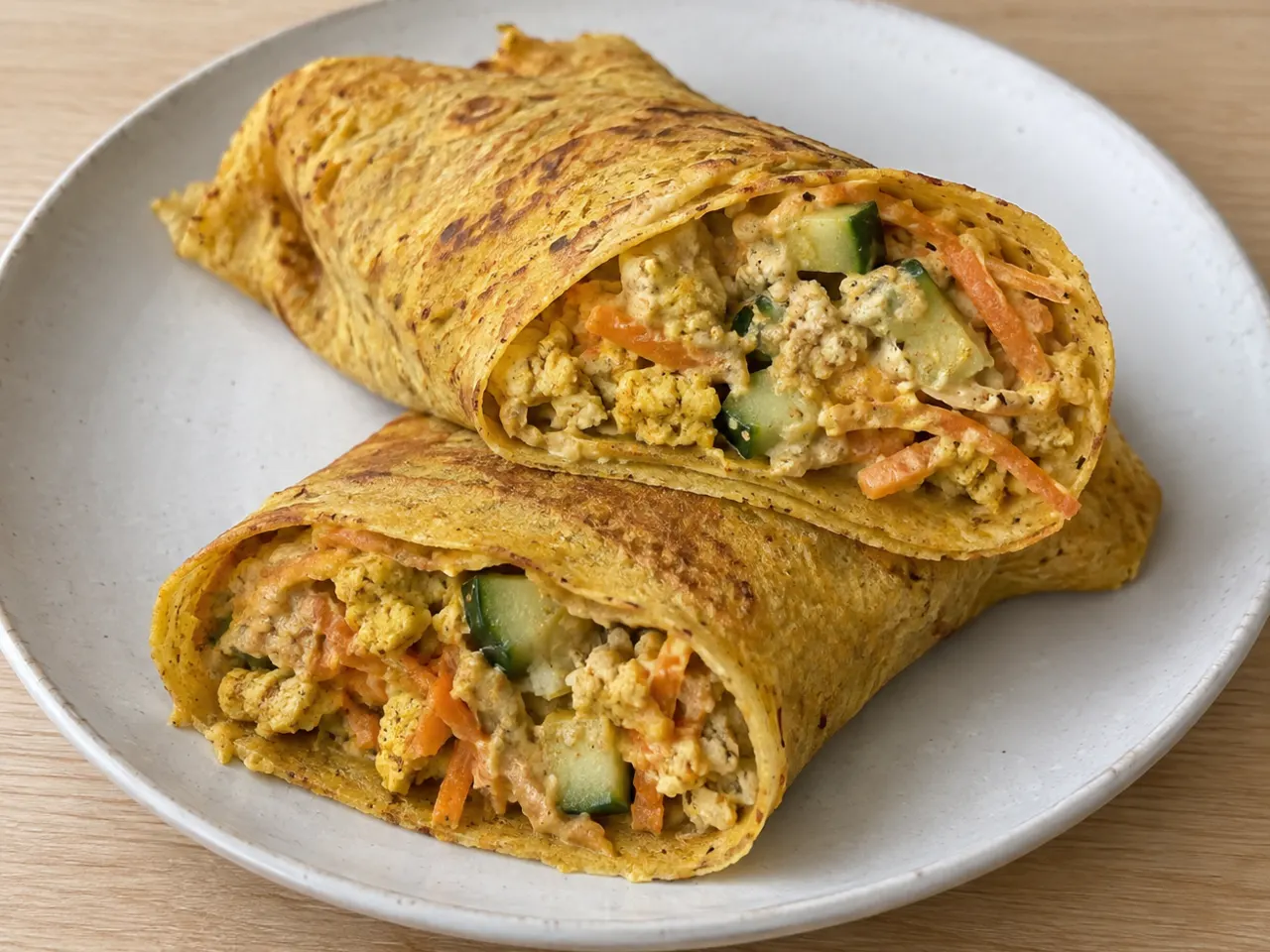 Indian-Spiced Red Lentil Wraps with Tofu and Hummus