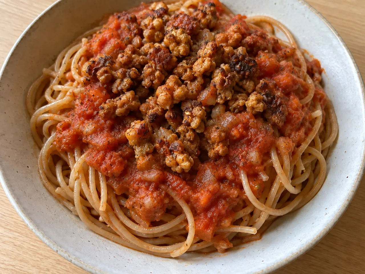 Whole-Wheat Spaghetti with Tempeh Bolognese