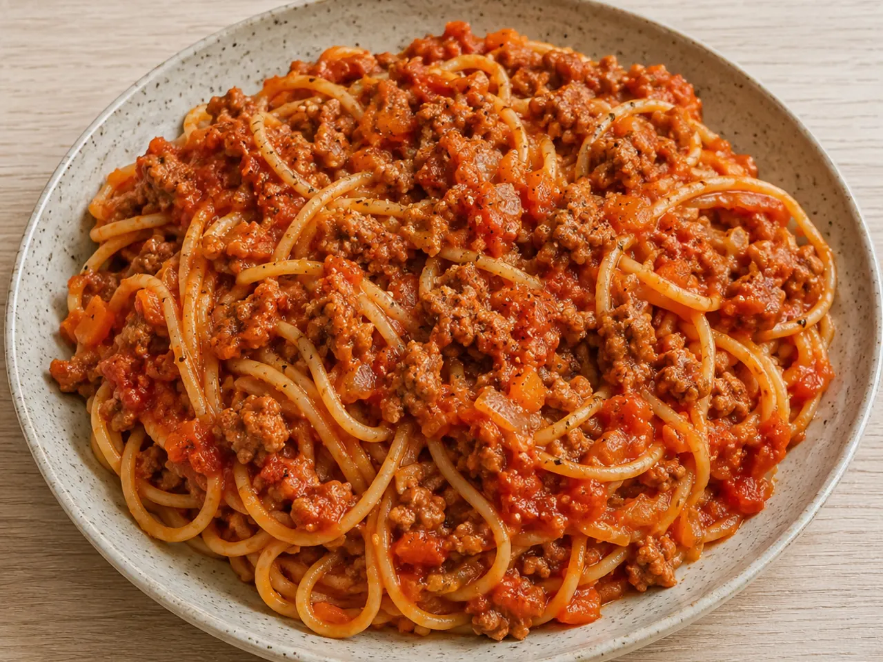 Lentil Spaghetti with Seitan Mince and Fresh Tomato-Carrot Sauce