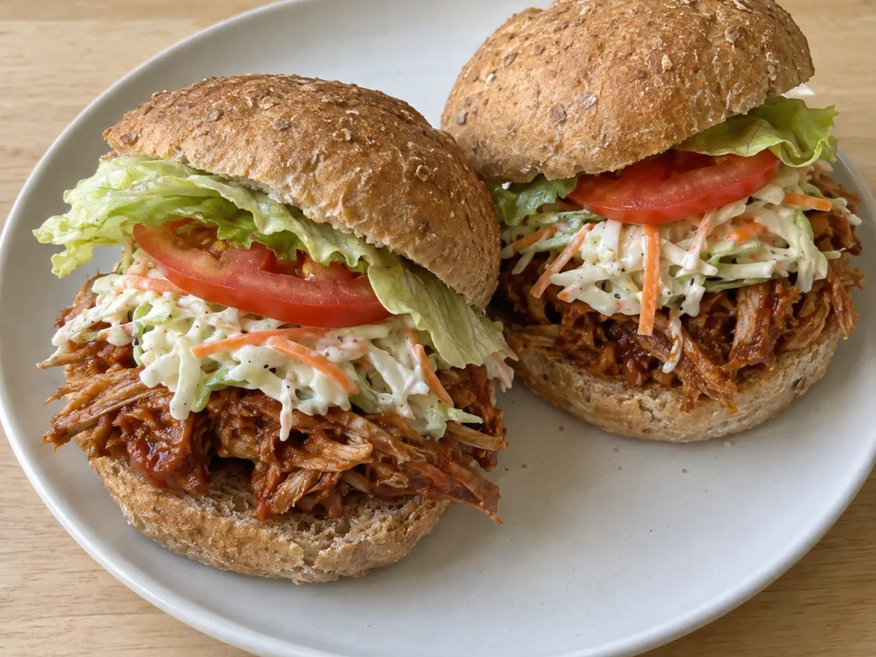 Overnight Barbecue Pulled Pork Buns with Yogurt Coleslaw