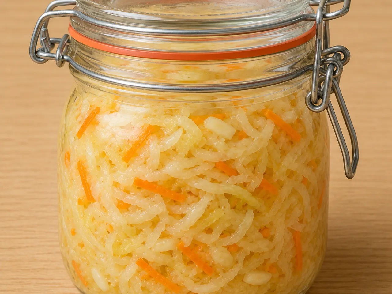 Simple Fermented Cabbage with Carrot and Garlic
