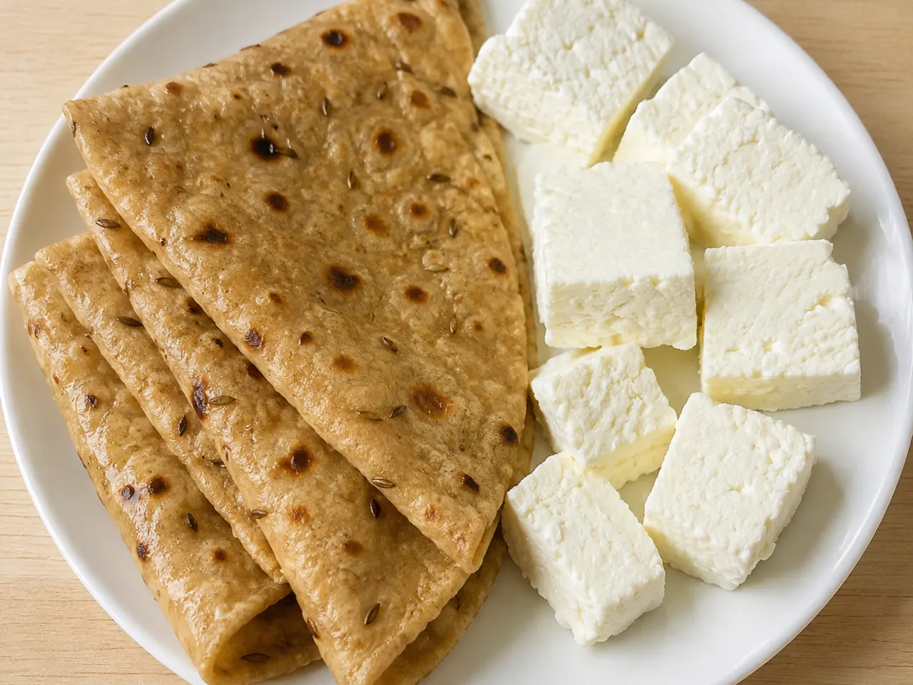 Homemade Paneer with Whey Whole-Wheat Rotis