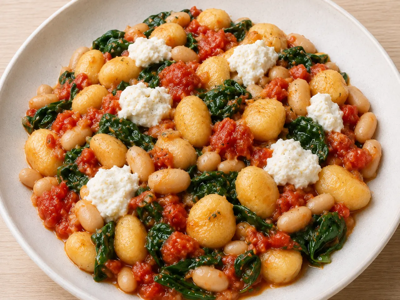 Gnocchi with Cannellini Beans, Spinach, Lemon and Ricotta