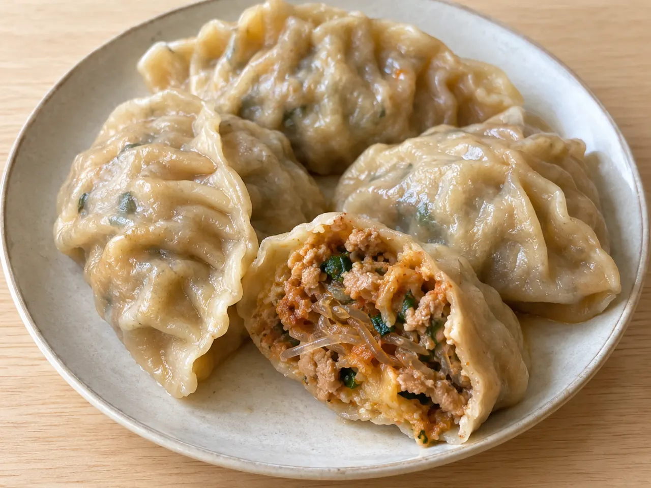 Korean Wang Mandu with Pork, Kimchi and Glass Noodles