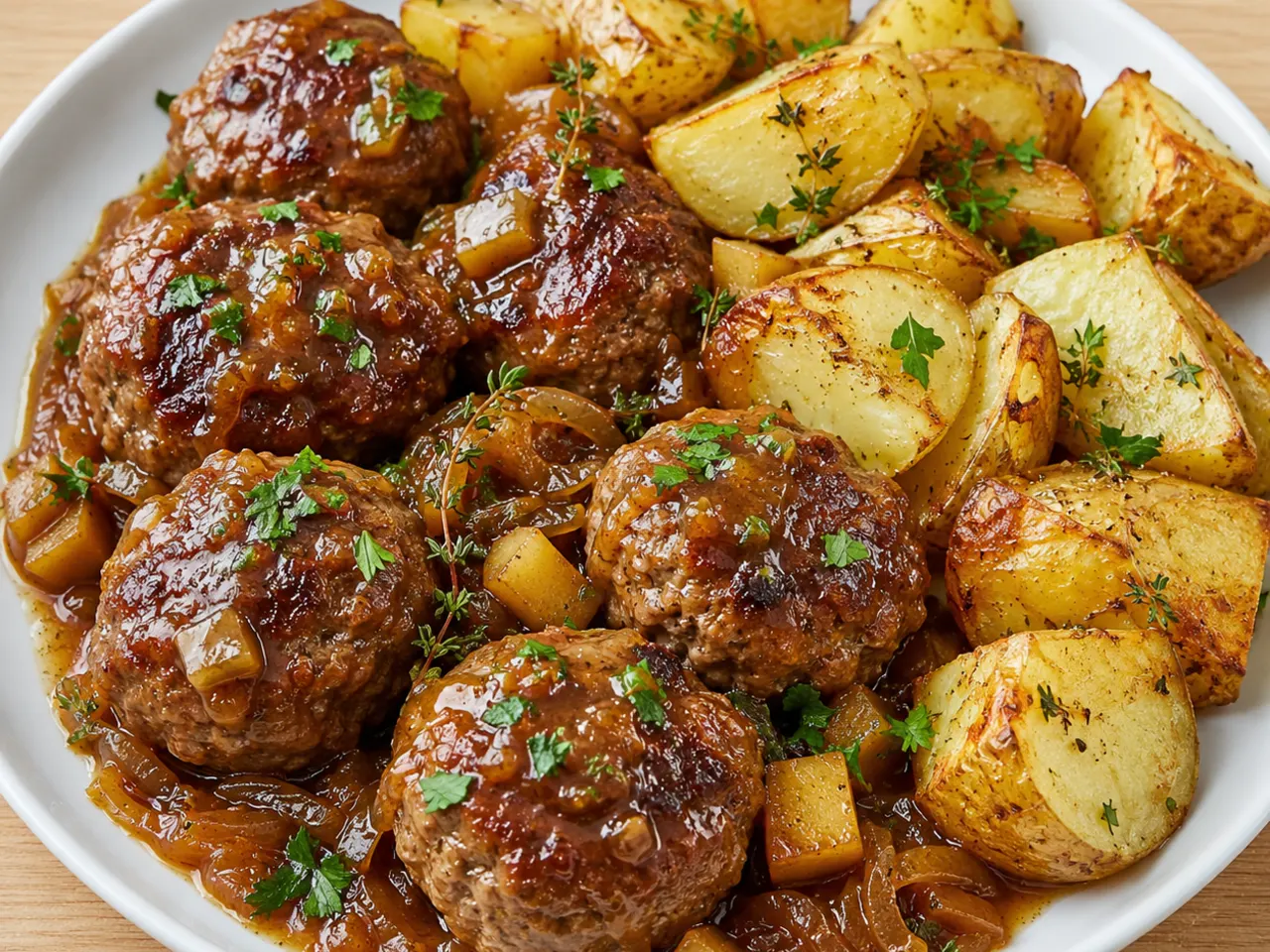 Liège-Style Meatballs with Oven-Roasted Potatoes, Because Restraint Is Not Very Belgian