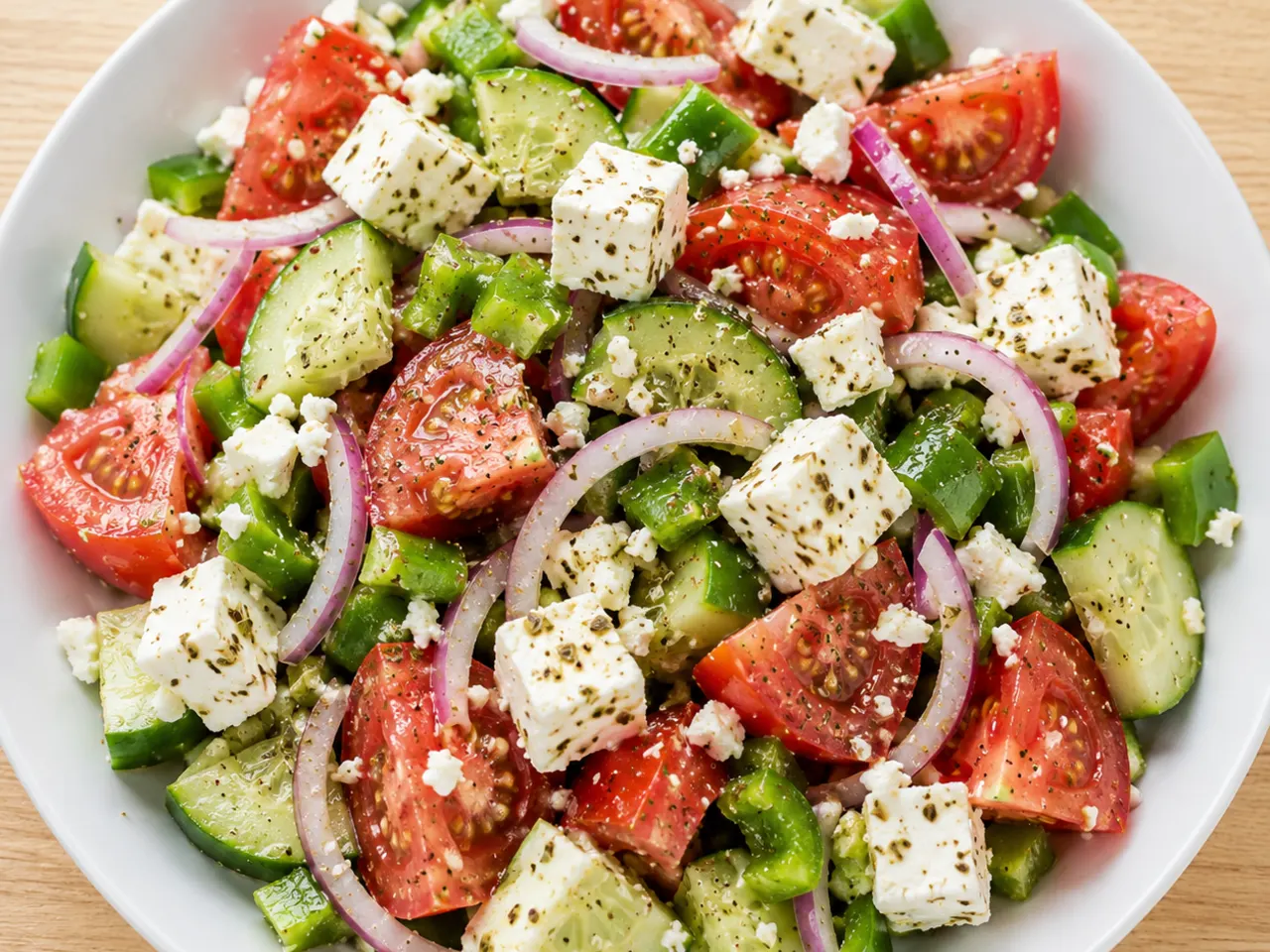Greek Salad with Lemon-Oregano Dressing