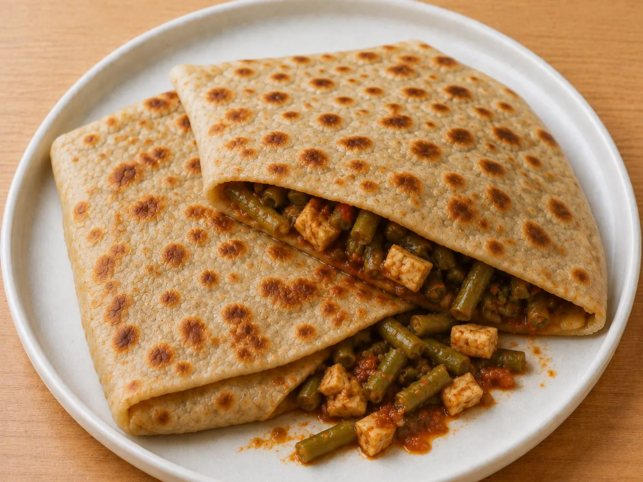 High-Protein Tofu and Green Bean Gözleme