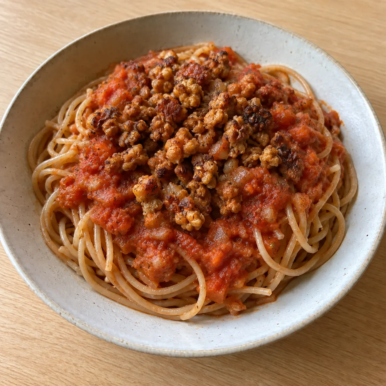 Whole-Wheat Spaghetti with Tempeh Bolognese