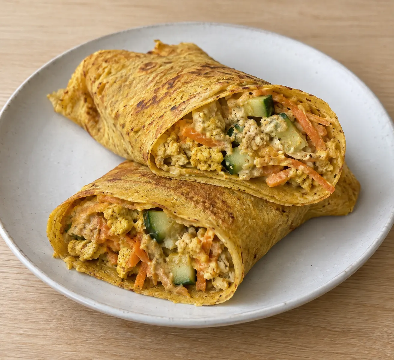 Indian-Spiced Red Lentil Wraps with Tofu and Hummus