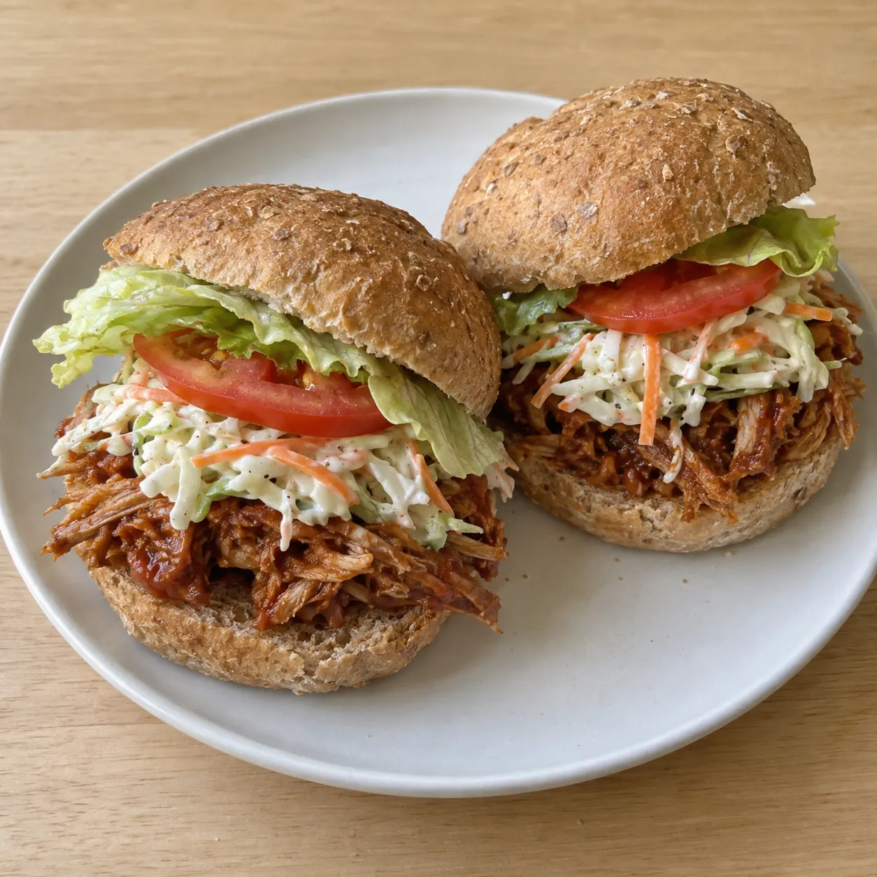 Overnight Barbecue Pulled Pork Buns with Yogurt Coleslaw