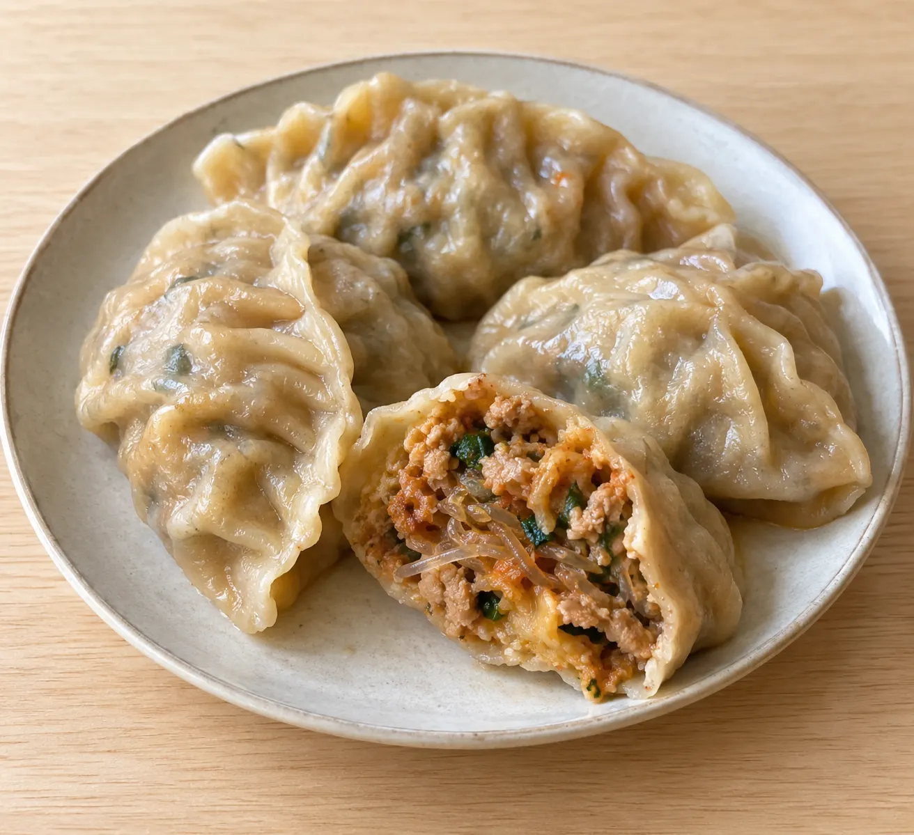 Korean Wang Mandu with Pork, Kimchi and Glass Noodles