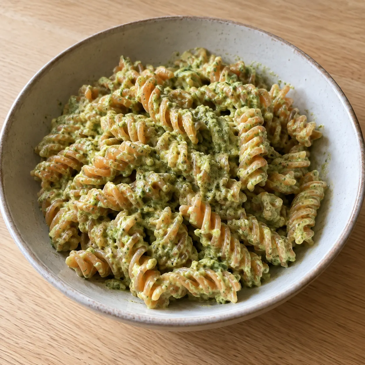 Red Lentil Pasta with Cottage Cheese Basil Pesto