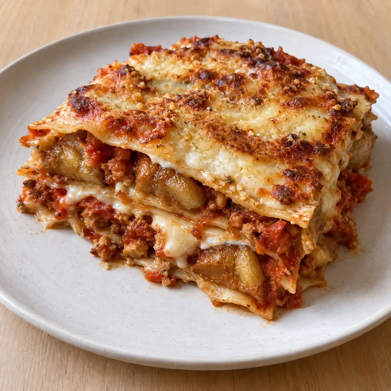 Roasted Aubergine and Seitan Lasagna with Fresh Tomato Sauce
