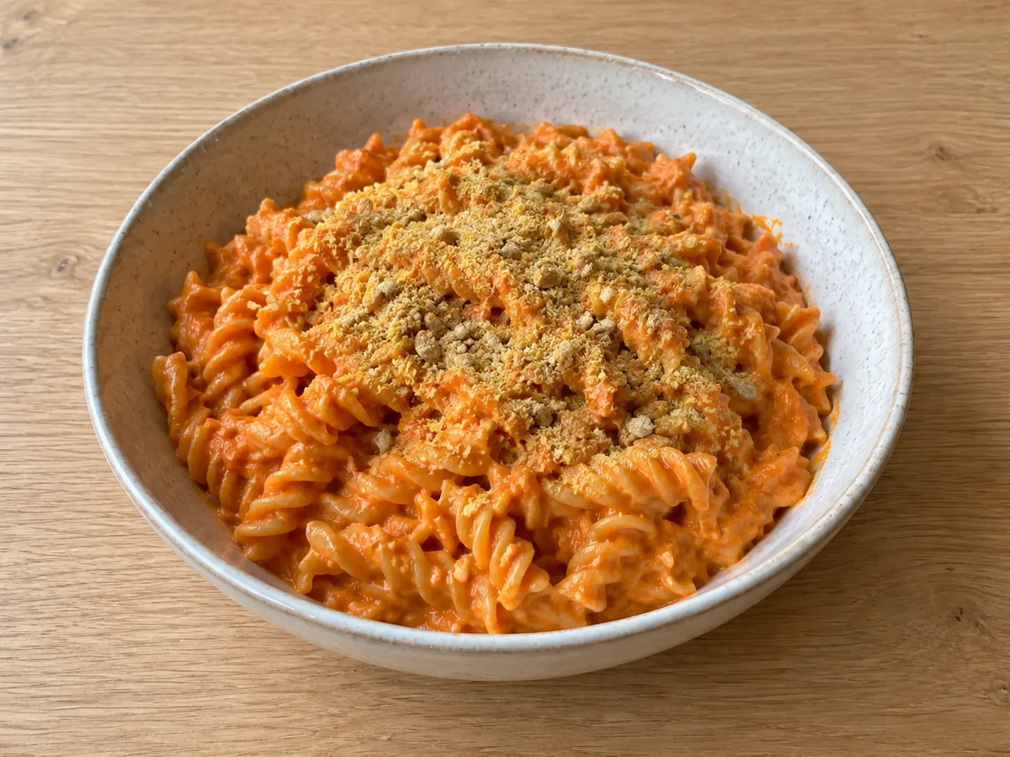 Vegan Roasted Red Pepper Fusilli with Silken Tofu