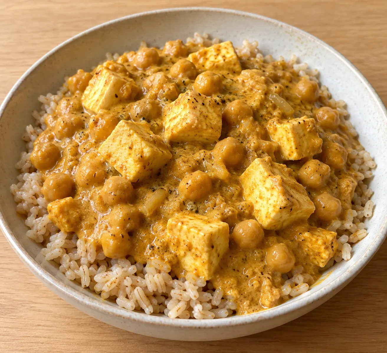 Shahi Paneer with Chickpeas and Brown Rice
