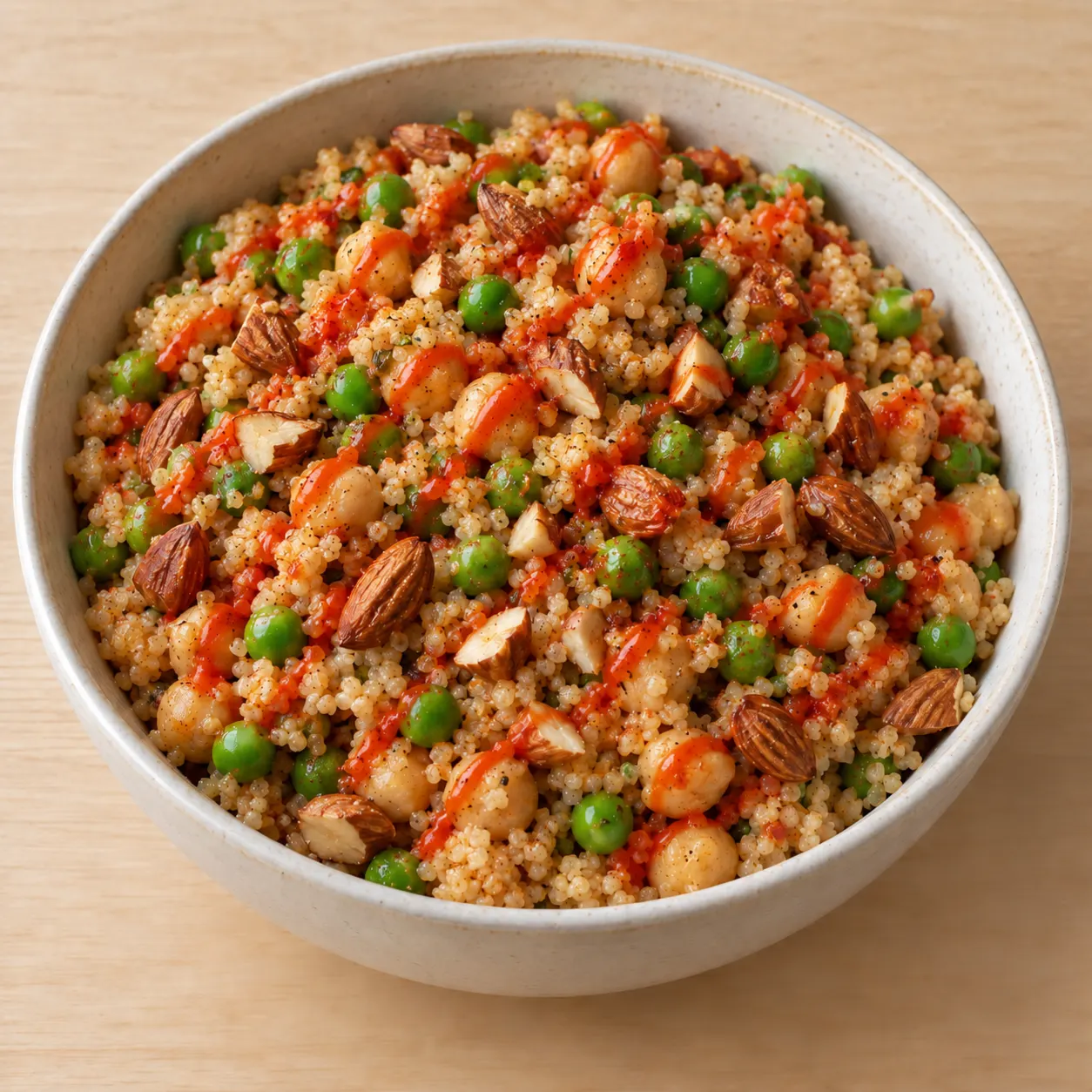 Whole-Wheat Couscous with Chickpeas, Peas and Almonds